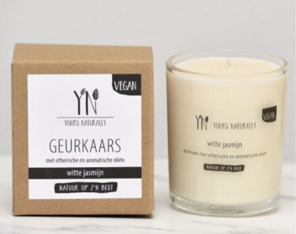 Yours Naturally Geurkaars in glas witte jasmijn - vegan 