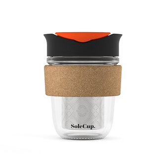 SoleCup koffie beker to go  geschikt voor losse thee - 340 ml - Zwart/oranje-rood