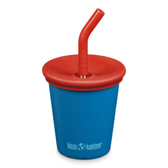 Klean Kanteen kinder drinkbeker met deksel en rietje - 296 ml - RVS -  donker blauw